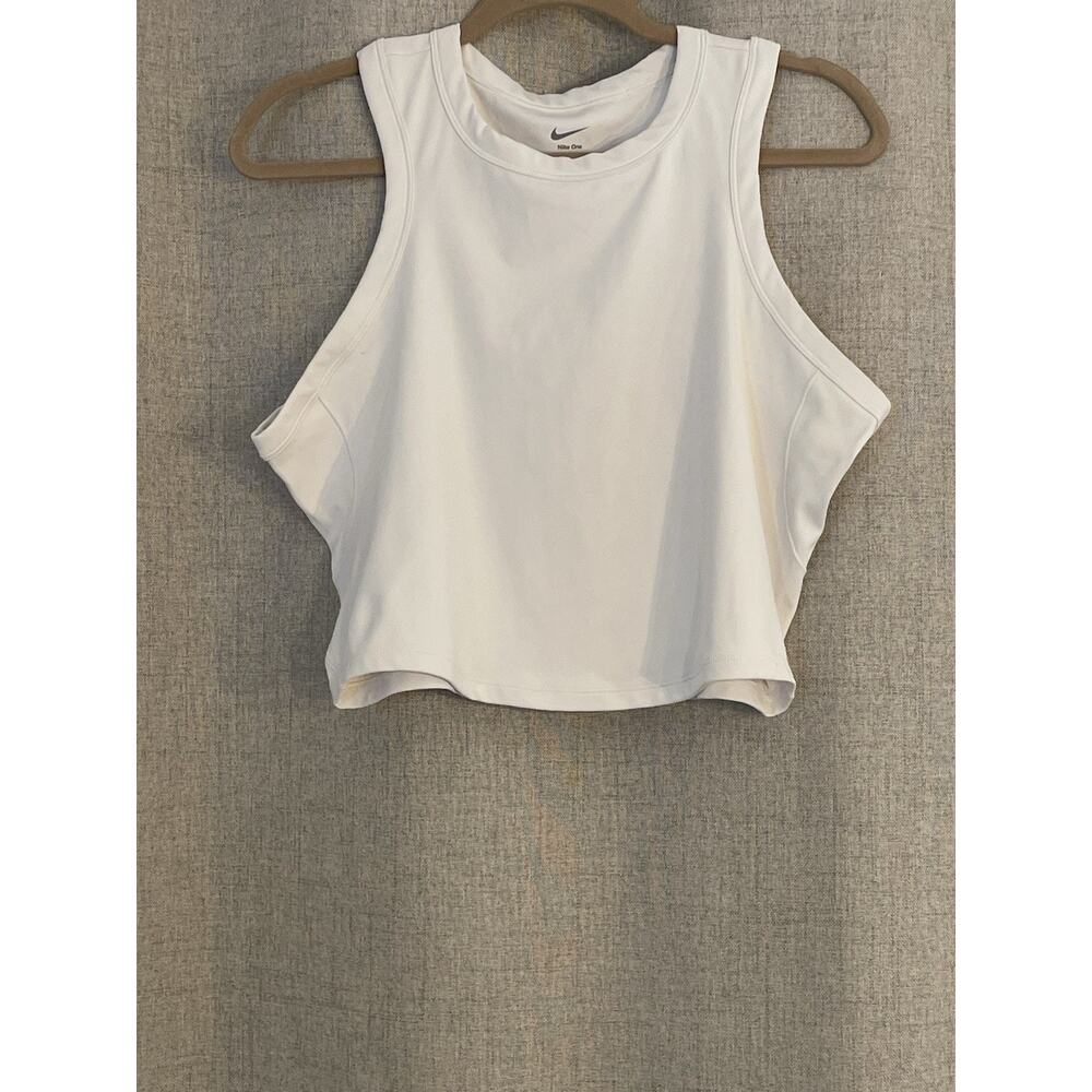Nike Women's Cream Cropped Tank Top Size X-Large EUC